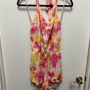 NWOT Young Fabulous & Broke Pink and Yellow Tie-Dye Romper
